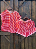 Pink Striped Short Set