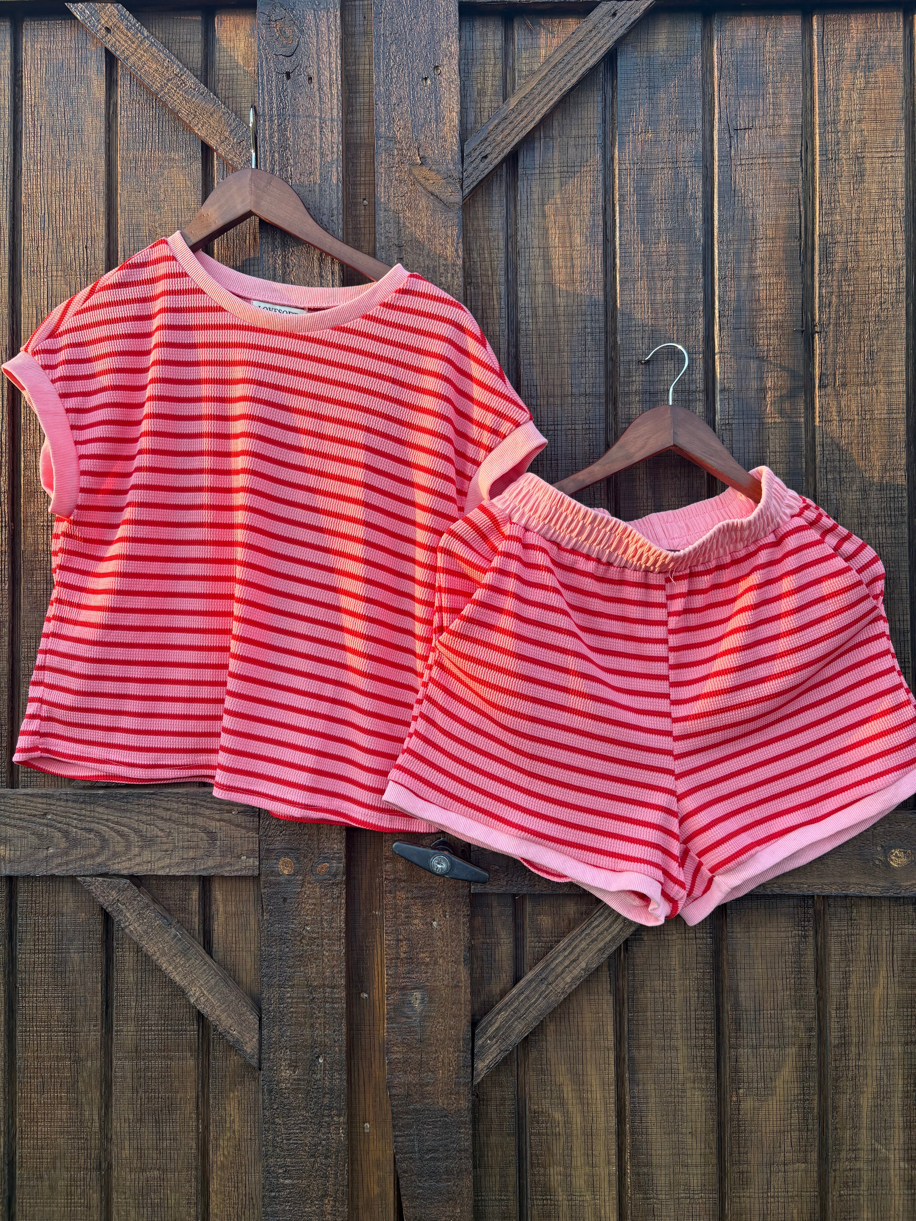 Pink Striped Short Set