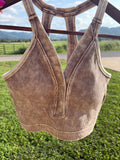 Mocha Seamless Button Tank Top