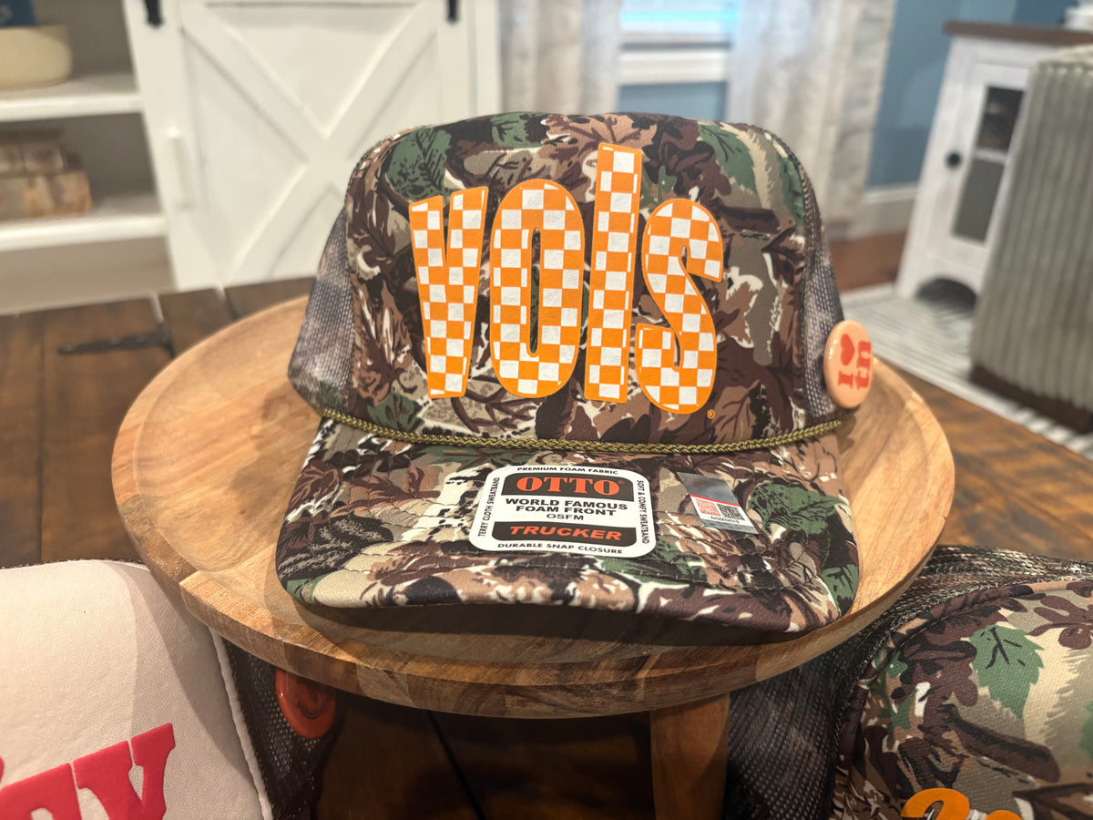 Camo Checkered Trucker Hat