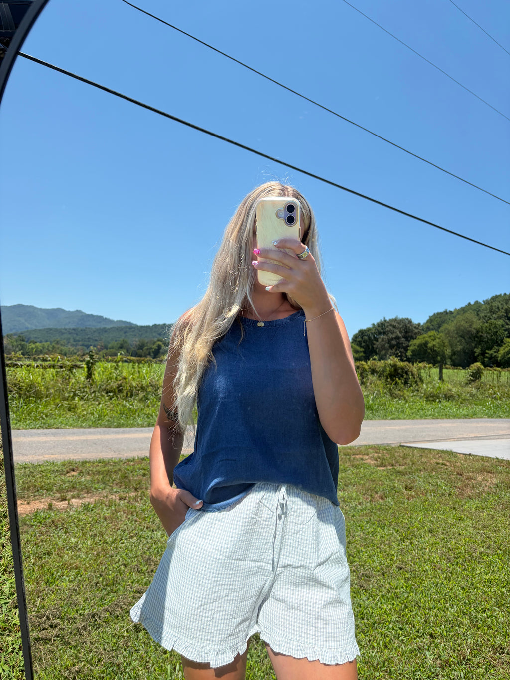 Light Blue Striped Shorts