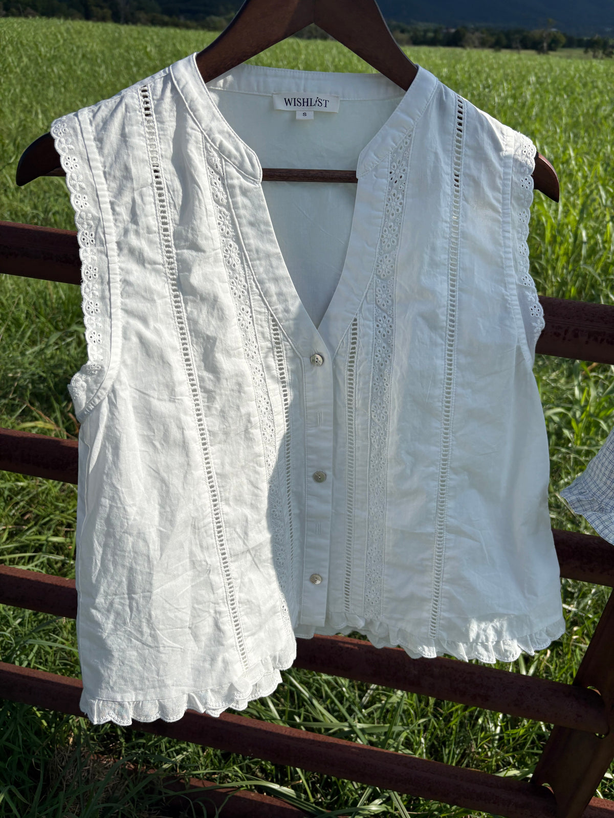 Cream Button Lace Top