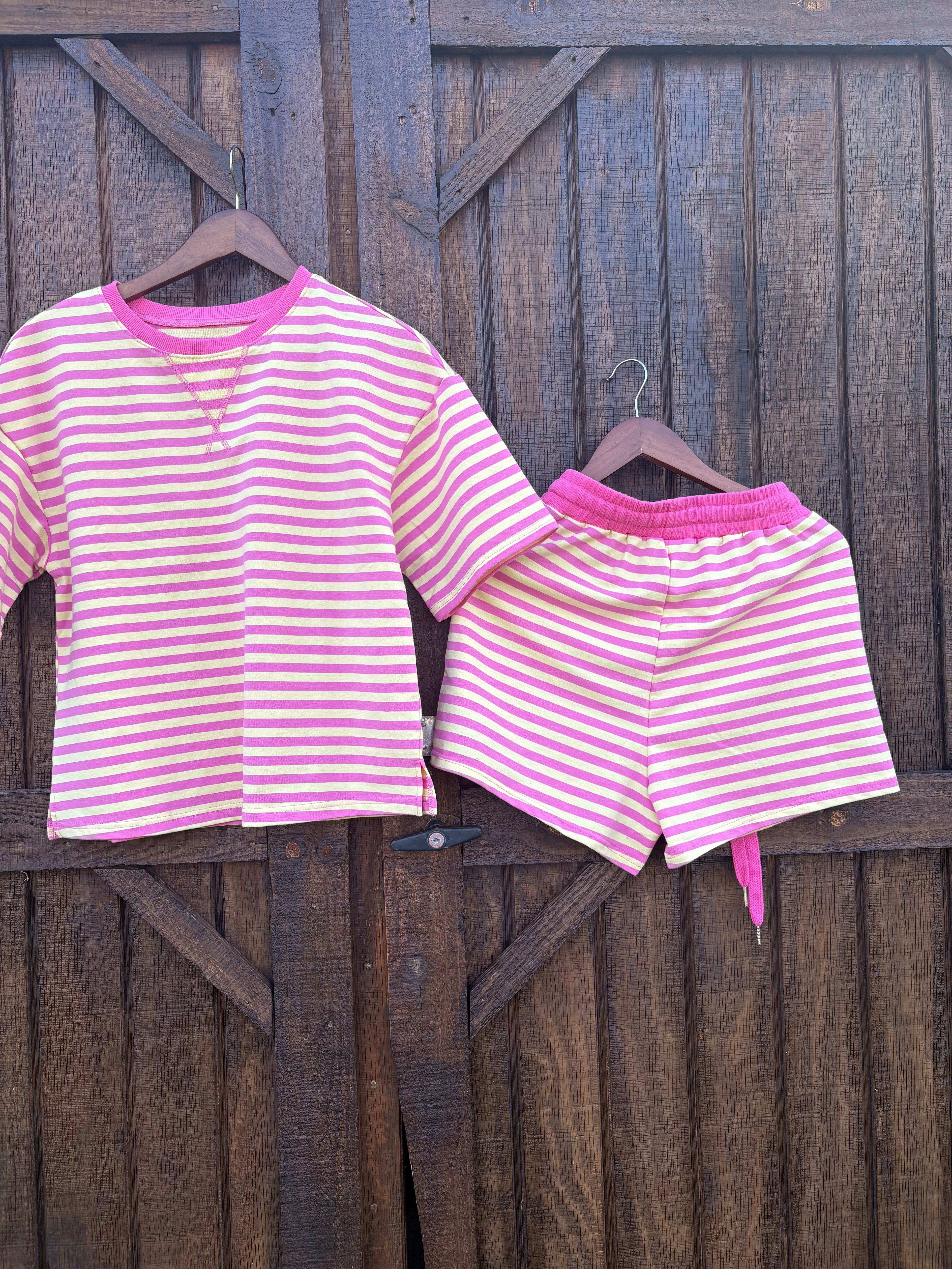 Pink & Yellow Striped Set