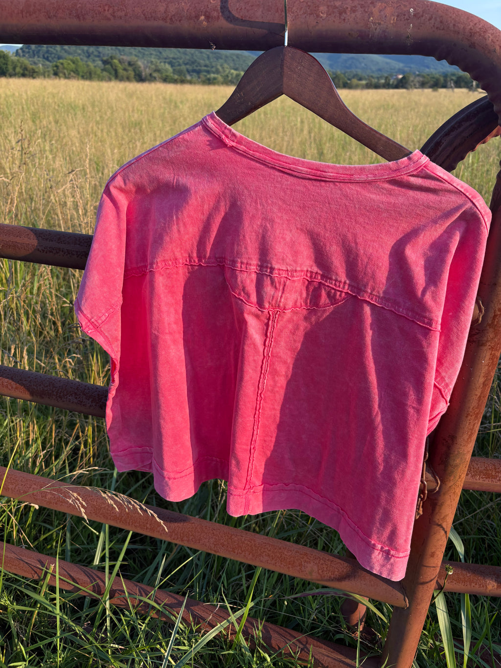 Fuchsia Acid Washed Oversized Top