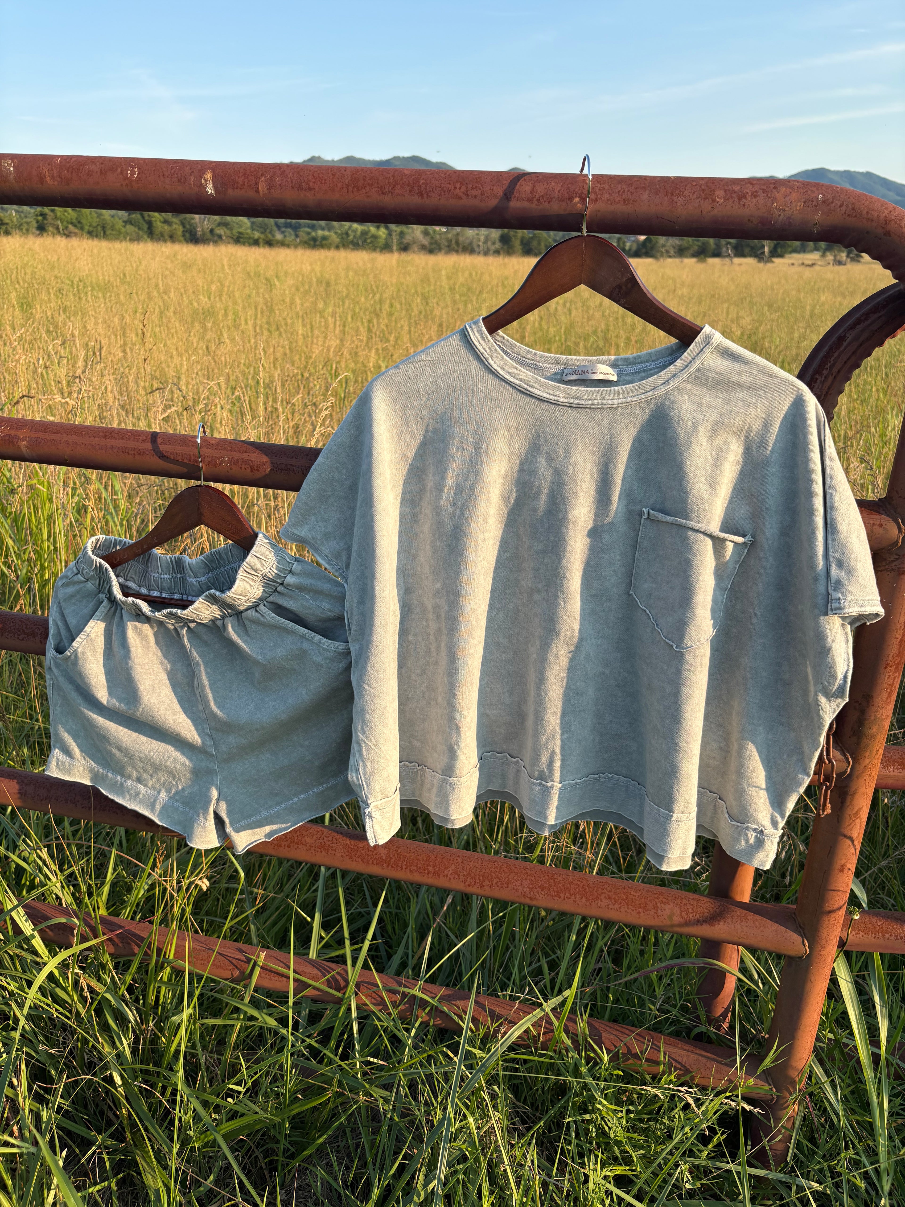 Lt. Grey Boxy Top & Short Set